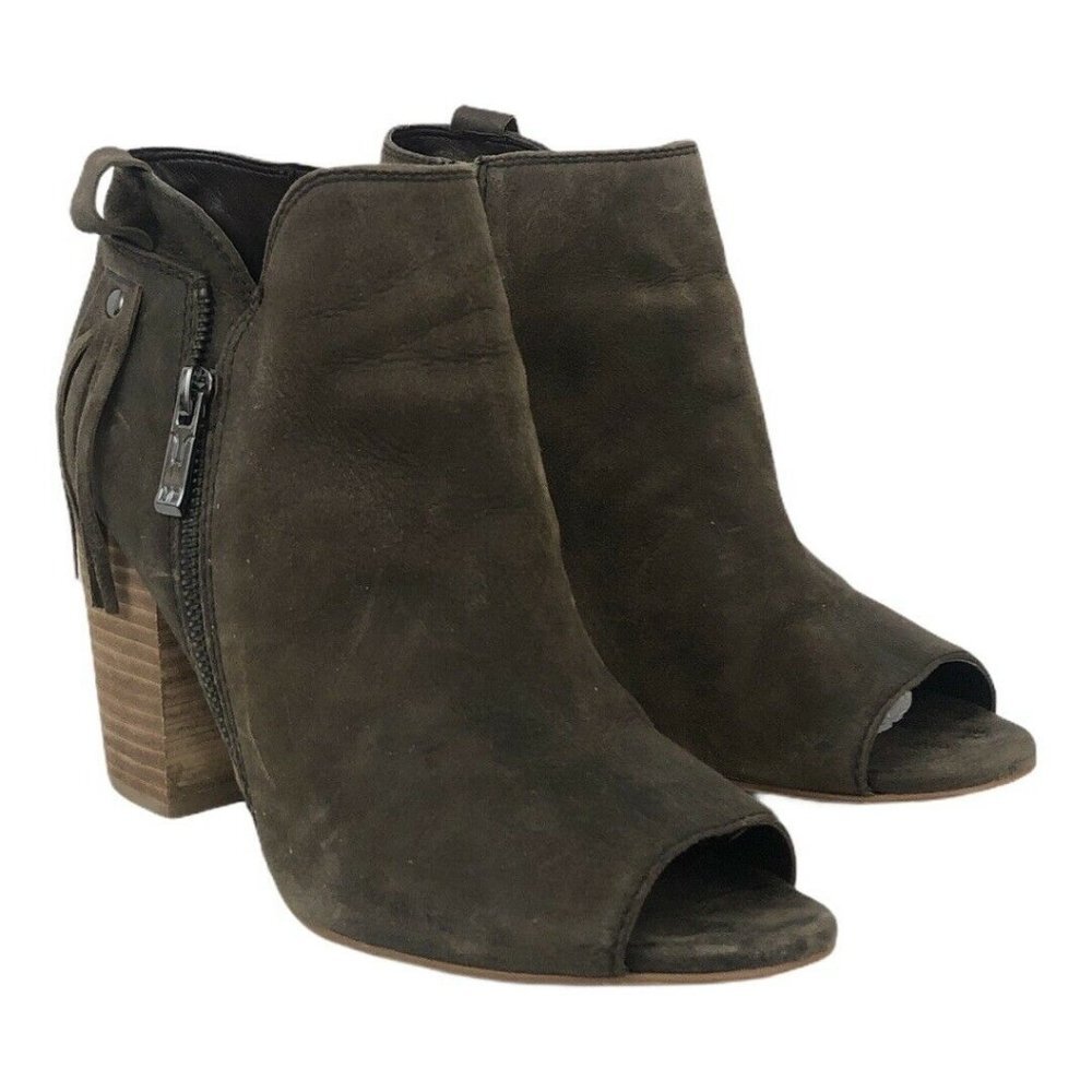 Marc Fisher Brown Leather Nubuck Open Toe Bootie